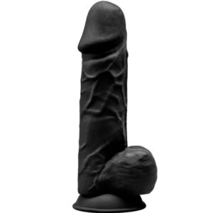 SILEXD - MODELO 1 PENE REALÍSTICO SILICONA PREMIUM SILEXPAN NEGRO 21.5 CM