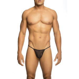 MOB - TANGA TRANSPARENTE CON FORMA DE T NEGRO TALLA L/XL