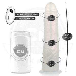 COCK MILLER - DILDO SILICONA 21,5 CM , LUCES Y VIBRACIÓN CON CONTROL REMOTO