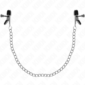 KINK - PINZAS PARA PEZONES PLANAS NEGRO CON CADENA PLATEADO 34 CM